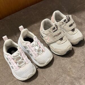 Kids White and Pink Sneakers